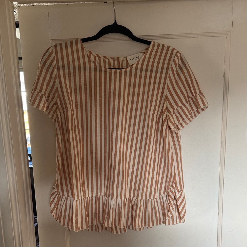 Sezane Alix short sleeve blouse Striped Top